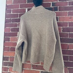 Bershka Taupe High-Neck Knit Sweater